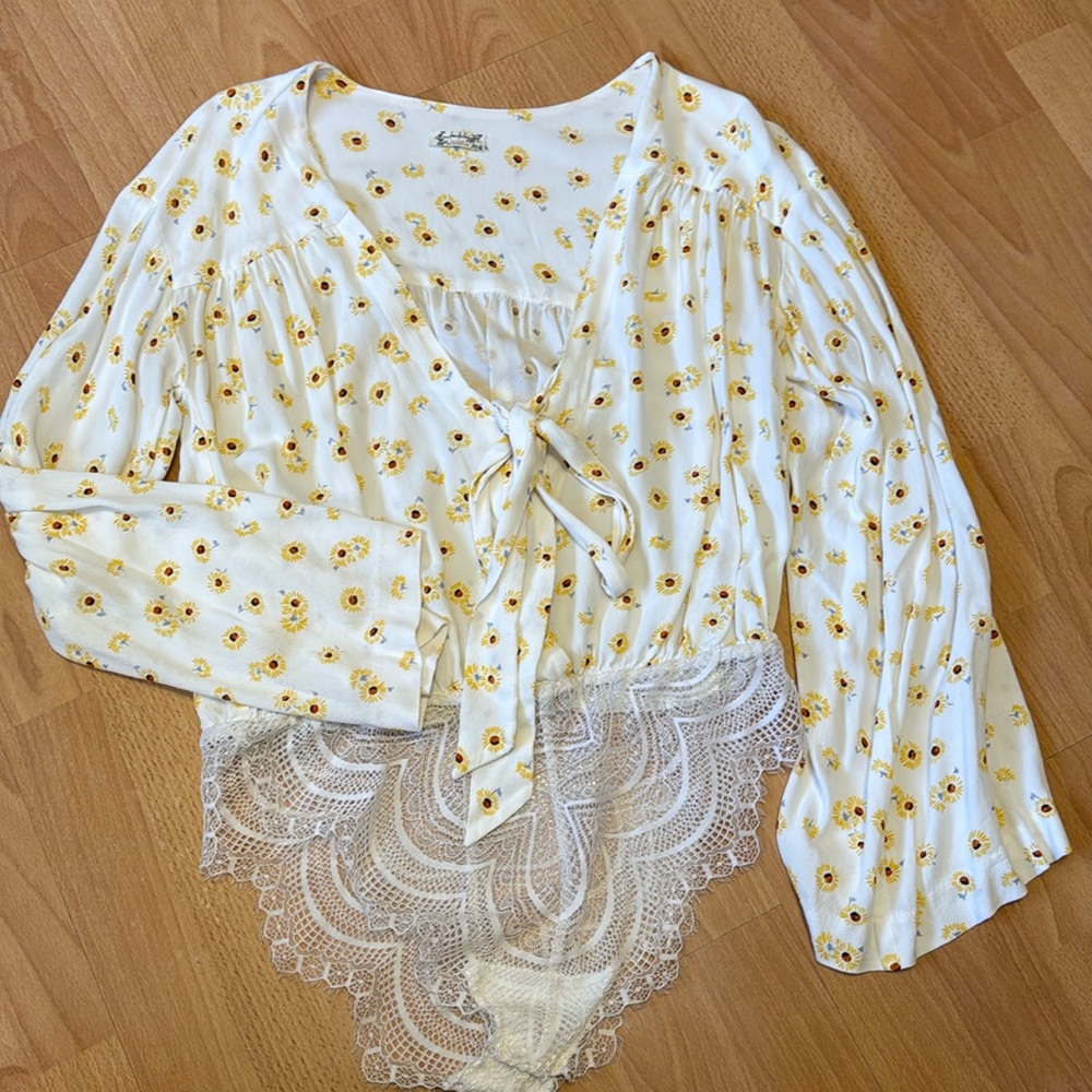 Intimately Free People Floral Bodysuit Blouse
